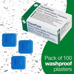 HypaPlast Blue Catering Plasters - 3.8x3.8cm (Pack of 100)