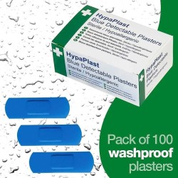 HypaPlast Blue Metal Detectable Catering Plasters - 7.2x2.5cm (Pack of 100)