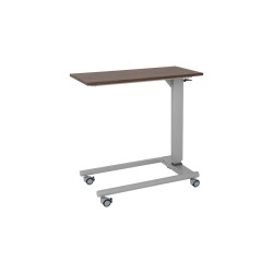 Alerta Gas Lift Overbed Table, Oak Finish, Straight Leg Base with Braking Castors