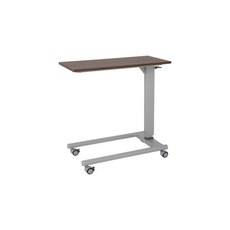 Alerta Gas Lift Overbed Table, Oak Finish, Straight Leg Base with Braking Castors