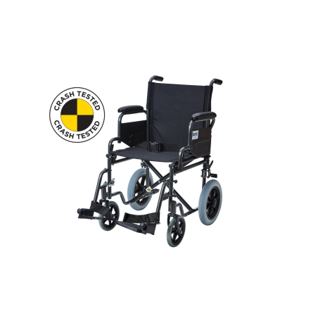 Alerta Car Transit Wheelchair, Crash Tested, Drop-Down Arms, Puncture-Proof Tyres