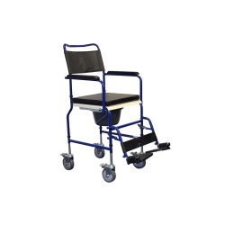 Alerta Adjustable Height Commode & Transfer Chair, Drop Armrests, Braked Castors, Wipe-Clean Design