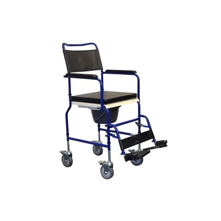 Alerta Adjustable Height Commode & Transfer Chair, Drop Armrests, Braked Castors, Wipe-Clean Design