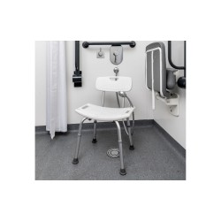 Alerta Shower Stool with Back, Aluminium, Adjustable Height, Lightweight