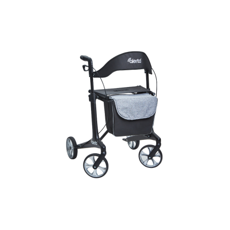 Four-Wheel Carbon Ultra-Lite Rollator, Satin Black, Lightweight Support for Active Mobility
