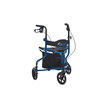 Three-Wheel Aluminium Walker with Seat & Bag, Foldable Lightweight Mobility Aid