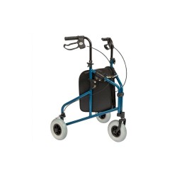 Three-Wheel Lightweight Walker, with Basket, Tray and Storage Bag, Foldable Mobility Aid