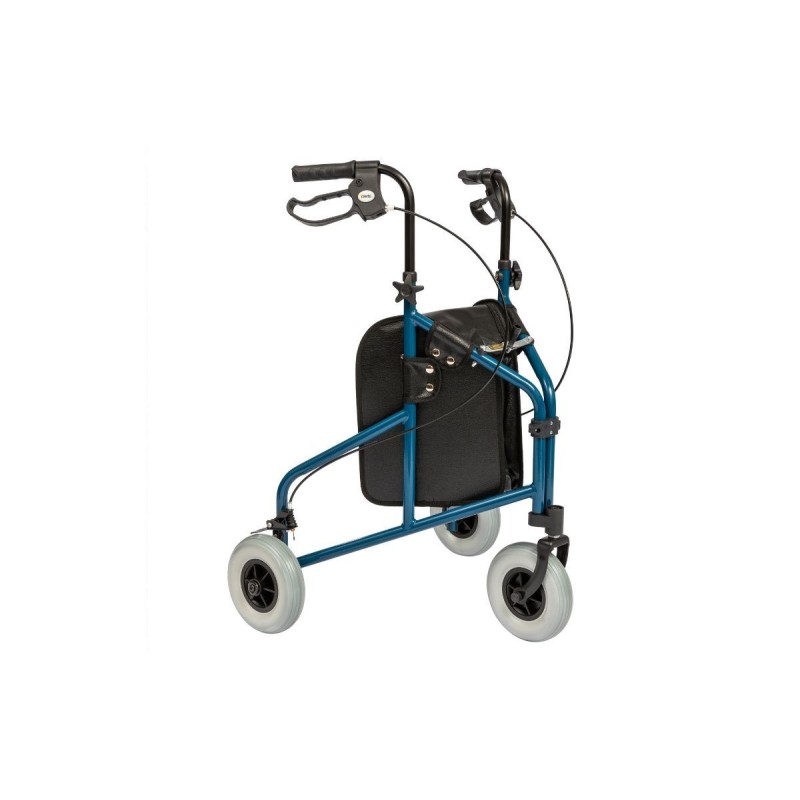 Three-Wheel Lightweight Walker, with Basket, Tray and Storage Bag, Foldable Mobility Aid