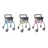 Alerta Four-Wheel Aluminium Lightweight Indoor Rollator, Compact, Foldable Rollator with Tray and Basket