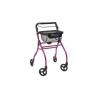Alerta Four-Wheel Aluminium Lightweight Indoor Rollator, Compact, Foldable Rollator with Tray and Basket