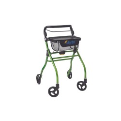 Alerta Four-Wheel Aluminium Lightweight Indoor Rollator, Compact, Foldable Rollator with Tray and Basket
