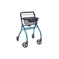 Alerta Four-Wheel Aluminium Lightweight Indoor Rollator, Compact, Foldable Rollator with Tray and Basket