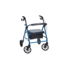 Four-Wheeled Rollator with Solid Back, Lightweight Aluminium Frame, Padded Seat and Storage Bag